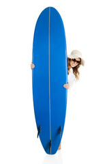 Woman with a surfboard