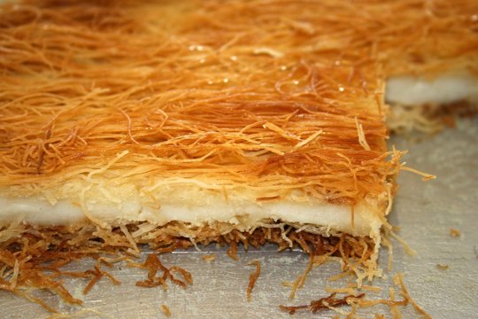 Baklava made of shredded fillo dough (close-up)
