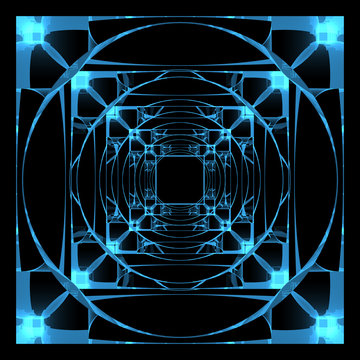 3D rendered blue xray transparent hyper cube