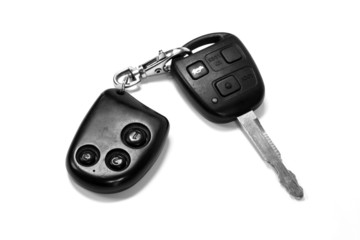 A car key with remote on white background