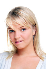 Naklejka premium Blond woman biting her lip