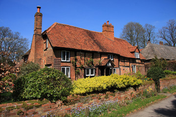 Medieval brick and timber cottage