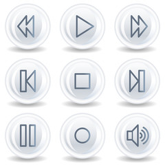 Walkman web icons, white glossy circle buttons