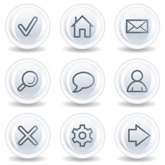 Basic web icons, white glossy circle buttons