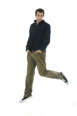 young man style jumping posing
