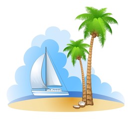 Palm and ship