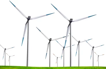 Photo sur Plexiglas Moulins Wind turbines isolated on white background