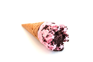 Ice-cream a small horn with a chocolate shaving