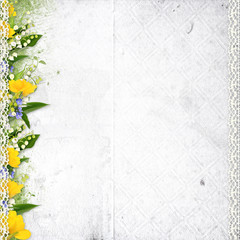 white background with spring flowers