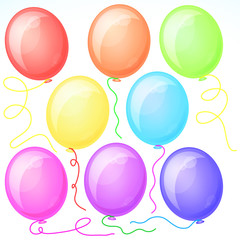Eight Beautiful Party Balloons. Vector.
