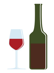 bottle of red wine and glass