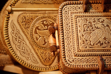Beautiful boxes made of birch bark. Russian national crafts