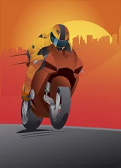  Motorfiets vector geweldige details en bestuurder met helm © krabata