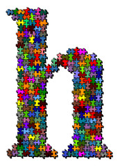 Illustration of letter made of puzzle