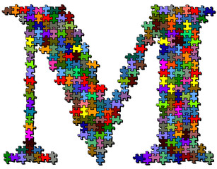 Illustration of letter made of puzzle