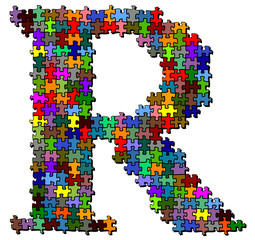 Illustration of letter made of puzzle