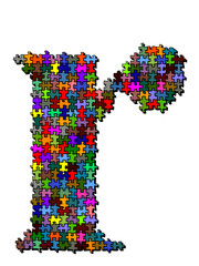 Illustration of letter made of puzzle
