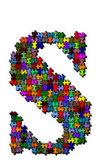 Illustration of letter made of puzzle