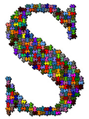 Obraz premium Illustration of letter made of puzzle