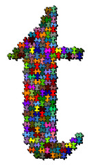 Illustration of letter made of puzzle