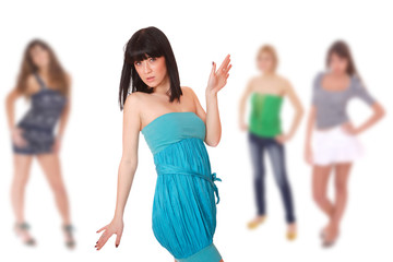Fototapeta premium Group of happy pretty girls