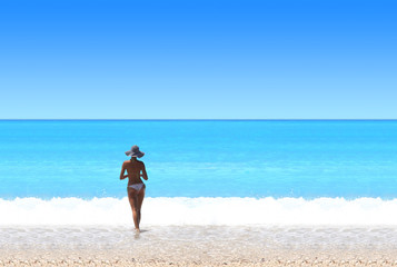 Fototapeta premium Young beautiful tanned woman