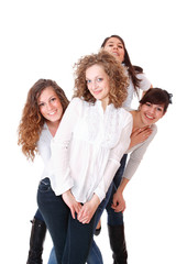 Fototapeta premium Group of happy pretty laughing girls