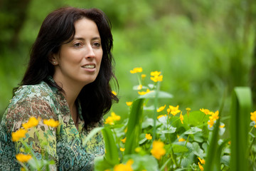 woman posing in flowers