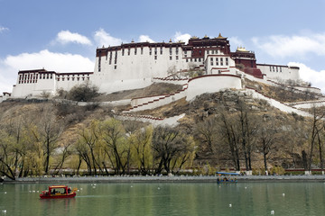 Park in front of Potala palace in Lhasa, Tibet