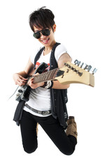 Fototapeta premium Punk Rockstar holding a guitar