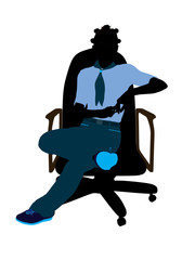 African American Girl Scout Sitting In A Chair Silhouette
