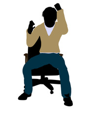 Casual Dressed Male Sitting In A Chair Silhouette