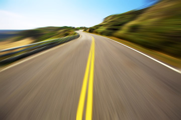 Hight speed driving on the empty road