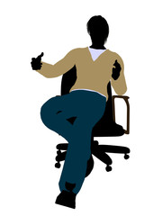 Casual Dressed Male Sitting In A Chair Silhouette