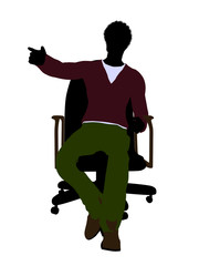 Fototapeta premium African American Casual Man Sitting On A Chair Silhouette