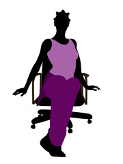 Fototapeta na wymiar African American Casual Woman Sitting On A Chair Silhouette