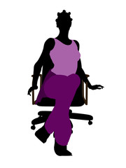 African American Casual Woman Sitting On A Chair Silhouette