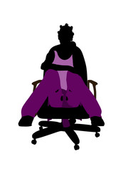 African American Casual Woman Sitting On A Chair Silhouette