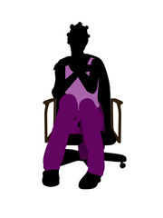 African American Casual Woman Sitting On A Chair Silhouette