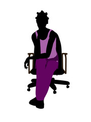 African American Casual Woman Sitting On A Chair Silhouette