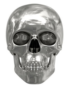 Silver or platinum skull isolated on white