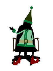 Christmas Elf Sitting In A Chair Silhouette Illustration