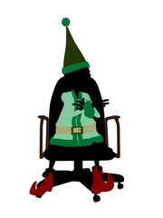 Christmas Elf Sitting In A Chair Silhouette Illustration
