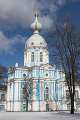 Fototapeta na wymiar Russia, St. Petersburg. Church of the Smolny monastery