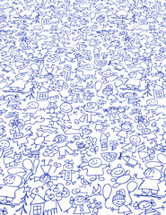 Obraz premium Childhood - doodles, like kids drawing styled