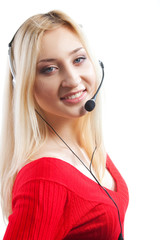 Portrait of a beautiful woman with headset