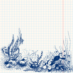 Doodle sea-bottom, underwater life - 22355399