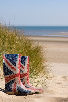 British Wellington Boots On The Beach