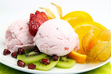 Ice cream with fruits
