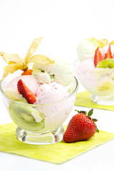 Ice cream with fruits
